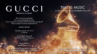 Gucci Timepieces & Jewelry — Time Is Music GRAMMY Awards invitation, hosted by Janelle Monáe at The GRAMMY Museum